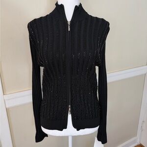 NWT Venini Black Knit Top with Beading